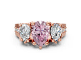 Rose gold Three-Stone Fancy Pink Pear  Cut Diamond Ring with Channel-Set Band and Four-Prong Setting_52