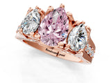 Rose gold Three-Stone Fancy Pink Pear  Cut Diamond Ring with Channel-Set Band and Four-Prong Setting_53