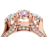Rose gold Three-Stone Fancy Pink Pear  Cut Diamond Ring with Channel-Set Band and Four-Prong Setting_56