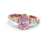 Rose gold Three-Stone Fancy Pink Pear Cut Diamond Ring with Pear  Side Stones in Four-Prong Setting_12