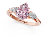 Rose gold Three-Stone Fancy Pink Pear  Cut Diamond Ring with Pear Side Stones in Four-Prong Setting_126