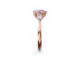 Rose gold Three-Stone Fancy Pink Pear  Cut Diamond Ring with Pear Side Stones in Four-Prong Setting_127