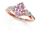 Rose gold Three-Stone Fancy Pink Pear Cut Diamond Ring with Pear  Side Stones in Four-Prong Setting_13
