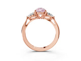 Rose gold Three-Stone Fancy Pink Pear Cut Diamond Ring with Pear  Side Stones in Four-Prong Setting_15