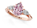 Rose gold Three-Stone Fancy Pink Pear Cut Diamond Ring with Pear  Side Stones in Four-Prong Setting_49