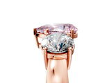 Rose gold Three-Stone Fancy Pink Pear Cut Diamond Ring with Round Side Stones, Classic Band, and Four-Prong Setting_5
