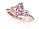 Rose gold Three-Stone Fancy Pink Pear  Cut Diamond Solitaire with Prong Setting and Classic Band_48