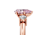 Rose gold Three-Stone Fancy Pink Pear  Cut Diamond Solitaire with Prong Setting and Classic Band_52