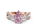 Rose gold Three-Stone Fancy Pink Pear  Cut Diamond Twist Band with Prong Setting_56