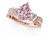 Rose gold Three-Stone Fancy Pink Pear  Cut Diamond Twist Band with Prong Setting_57