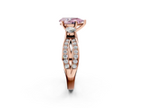 Rose gold Three-Stone Fancy Pink Pear  Cut Diamond Twist Band with Prong Setting_58