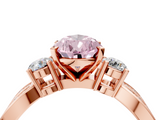 Rose gold Three-Stone Fancy Pink Pear  Cut Diamond Twist Band with Prong Setting_60