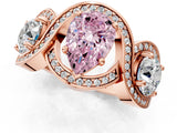 Rose gold Three-Stone Fancy Pink Pear Cut Diamond Wave Pave Band with Prong Setting_25