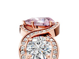 Rose gold Three-Stone Fancy Pink Pear Cut Diamond Wave Pave Band with Prong Setting_29