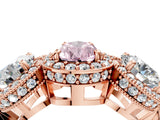 Rose gold Three-Stone Fancy Pink Pear Cut Halo Diamond Milgrain Band with Four-Prong Setting_4