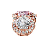 Rose gold Three-Stone Fancy Pink Pear Cut Halo Diamond Milgrain Band with Four-Prong Setting_5