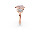 Rose gold Three-Stone Fancy Pink Pear Cut Halo Diamond Ring with Pave Band and Four-Prong Setting_2