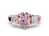 Rose gold Three-Stone Fancy Pink Pear  Cut Solitaire Ring with Prong Setting_3
