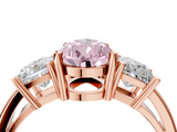 Rose gold Three-Stone Fancy Pink Pear  Cut Solitaire Ring with Prong Setting_7