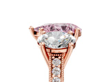 Rose gold Three-Stone Fancy Pink Pear  Diamond Milgrain Pave Band with Prong Setting 5