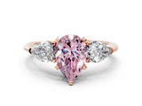 Rose gold Three-Stone Fancy Pink Pear  Diamond Ring with Pear Side Stones in Four-Prong Setting_63