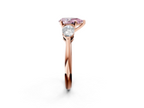 Rose gold Three-Stone Fancy Pink Pear  Diamond Ring with Pear Side Stones in Four-Prong Setting_65