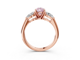 Rose gold Three-Stone Fancy Pink Pear  Diamond Ring with Pear Side Stones in Four-Prong Setting_66