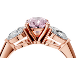 Rose gold Three-Stone Fancy Pink Pear  Diamond Ring with Pear Side Stones in Four-Prong Setting_67