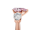 Rose gold Three-Stone Fancy Pink Pear  Diamond Ring with Pear Side Stones in Four-Prong Setting_68