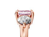 Rose gold Three-Stone Fancy Pink Princess  Brilliant Cut Solitaire Ring with Prong Setting on a Classic Band 5