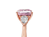 Rose gold Three-Stone Fancy Pink Princess Cut Brilliant Diamond Solitaire Ring with Tapered Band and Four-Prong Setting_8
