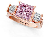 Rose gold Three-Stone Fancy Pink Princess Cut Cut Classic Band Prong Setting Ring_1