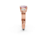 Rose gold Three-Stone Fancy Pink Princess Cut Cut Classic Band Prong Setting Ring_2