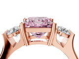 Rose gold Three-Stone Fancy Pink Princess Cut Cut Classic Band Prong Setting Ring_4