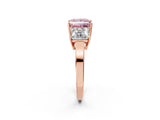 Rose gold Three-Stone Fancy Pink Princess Cut Cut Diamond Engagement Ring with Flat Band and Four-Prong Setting_14