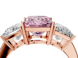 Rose gold Three-Stone Fancy Pink Princess Cut Cut Diamond Engagement Ring with Flat Band and Four-Prong Setting_16