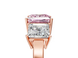 Rose gold Three-Stone Fancy Pink Princess Cut Cut Diamond Engagement Ring with Flat Band and Four-Prong Setting_17