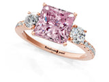 Rose gold Three-Stone Fancy Pink Princess Cut Cut Diamond Pavé Band with Prong Setting_16