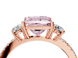 Rose gold Three-Stone Fancy Pink Princess Cut Cut Diamond Pavé Band with Prong Setting_19