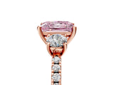 Rose gold Three-Stone Fancy Pink Princess Cut Cut Diamond Pavé Band with Prong Setting_20