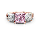 Rose gold Three-Stone Fancy Pink Princess Cut Cut Diamond Ring with Channel Set Band and Four-Prong Setting_24