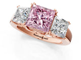 Rose gold Three-Stone Fancy Pink Princess Cut Cut Diamond Ring with Channel Set Band and Four-Prong Setting_25