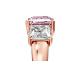 Rose gold Three-Stone Fancy Pink Princess Cut Cut Diamond Ring with Channel Set Band and Four-Prong Setting_29