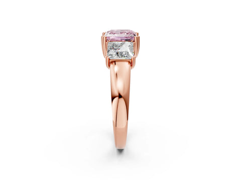 Rose gold Three-Stone Fancy Pink Princess Cut Cut Diamond Ring with Channel Set Band and Four-Prong Setting_2