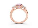 Rose gold Three-Stone Fancy Pink Princess Cut Cut Diamond Ring with Channel Set Band and Four-Prong Setting_3