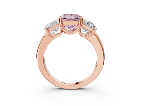 Rose gold Three-Stone Fancy Pink Princess Cut Cut Diamond Ring with Channel Set Band and Four-Prong Setting_3