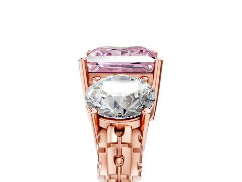 Rose gold Three-Stone Fancy Pink Princess Cut Cut Diamond Ring with Channel-Set Band and Prong Setting_5