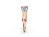 Rose gold Three-Stone Fancy Pink Princess Cut Cut Diamond Ring with Prong Setting and Classic Band_2
