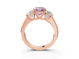 Rose gold Three-Stone Fancy Pink Princess Cut Cut Diamond Ring with Prong Setting and Classic Band_3