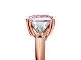 Rose gold Three-Stone Fancy Pink Princess Cut Cut Diamond Ring with Trillion Side Stones and Four-Prong Setting_8